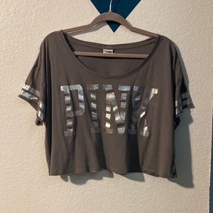 Grey crop top from pink